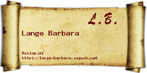 Lange Barbara névjegykártya
